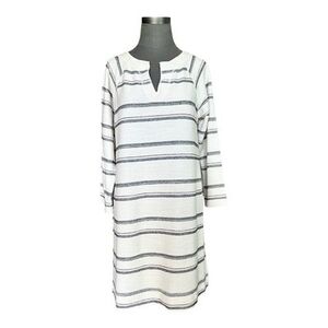Lilla P Split Neck Knee Length Dress Raglan Sleeve Textured Size M NWT